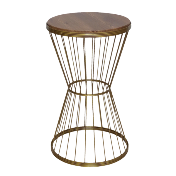 Τραπεζάκι βοηθητικό -Β- ΚΛΕΨΥΘΡΑ Η58 x Φ35cm χρυσό ματ μεταλλικό/καφέ ξύλο Heronia – 17-0045