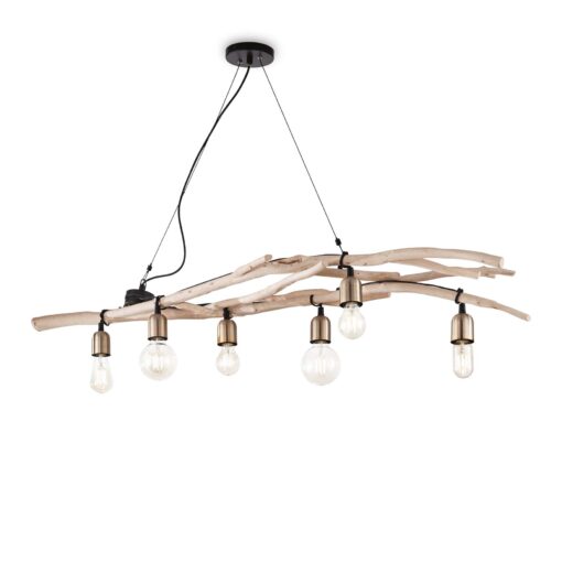 IDEAL LUX Κρεμαστό Φωτιστικό DRIFTWOOD 6xE27 Ξύλο – 180922