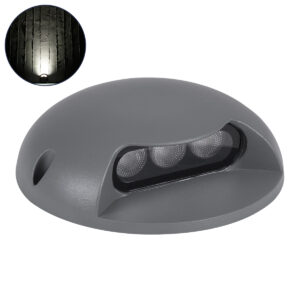 GloboStar® STEP-LUNA 90623 Επιφανειακό Φωτιστικό Σκαλοπατιού – Διαδρόμου LED 3W 345lm 10° DC 24V Αδιάβροχο IP65 Φ12 x Υ3cm Φυσικό Λευκό 4500K – Γκρι Ανθρακί – 3 Χρόνια Εγγύηση