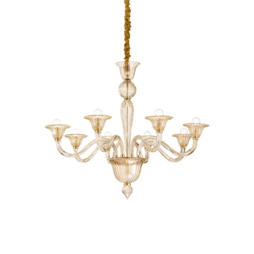 IDEAL LUX Κρεμαστό Φωτιστικό BRIGITTA 8xE14 Χρώματος Κεχριμπάρι – 199412