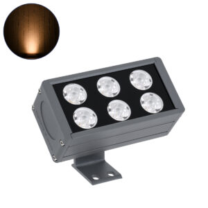 GloboStar® FLOOD-DANY 90374 Προβολέας Wall Washer για Φωτισμό Κτιρίων LED 24W 2040lm 5° DC 24V Αδιάβροχο IP65 L16 x W9.5 x H7.5cm Αρχιτεκτονικό Πορτοκαλί 2200K – Γκρι Ανθρακί – 3 Years Warranty