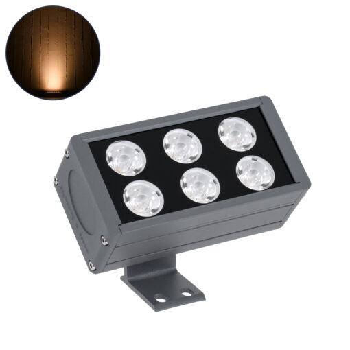 GloboStar® FLOOD-DANY 90374 Προβολέας Wall Washer για Φωτισμό Κτιρίων LED 24W 2040lm 5° DC 24V Αδιάβροχο IP65 L16 x W9.5 x H7.5cm Αρχιτεκτονικό Πορτοκαλί 2200K – Γκρι Ανθρακί – 3 Years Warranty