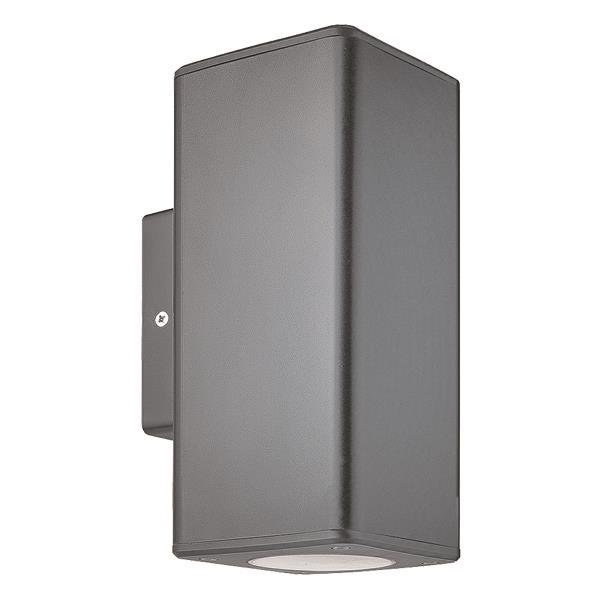 ΑΠΛΙΚΑ ΤΟΙΧΟΥ ΜΟΝΗ ΤΕΤΡΑΓΩΝΗ UP-DOWN ΠΛΑΣΤΙΚΗ GU10 ΓΚΡΙ EUROLAMP – 145-82007