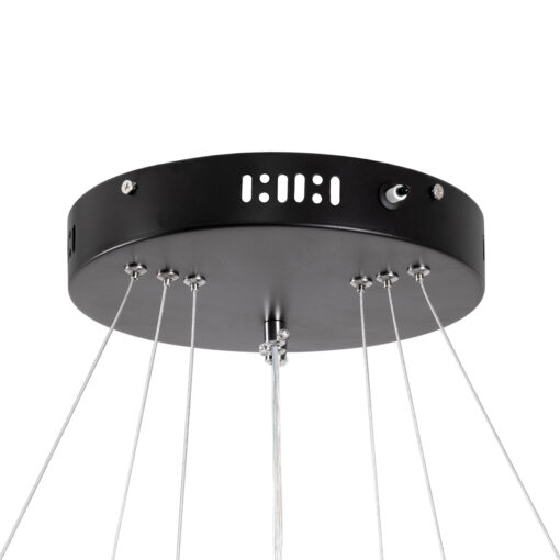 GloboStar® NEMESIS TRIO 61167-DECO Κρεμαστό Φωτιστικό Δαχτυλίδι-Κύκλος LED CCT 100W 12123lm 360° AC 220-240V – Εναλλαγή Φωτισμού μέσω Τηλεχειριστηρίου All In One Ψυχρό 6000k+Φυσικό 4500k+Θερμό 2700k Dimmable Φ25+40+60cm – Μαύρο – 3 Years Warranty
