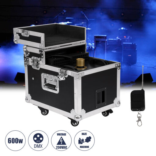 GloboStar® 51170 MERMAID Επαγγελματική Επιδαπέδια Μηχανή Double Haze Machine – Διπλού Εφέ Ομίχλης-Νέφωσης 600W AC 220V-240V DMX512 Display on Body & Ασύρματο Χειριστήριο σε Flight Case – Μαύρο – L49.5 x W38 x H45cm