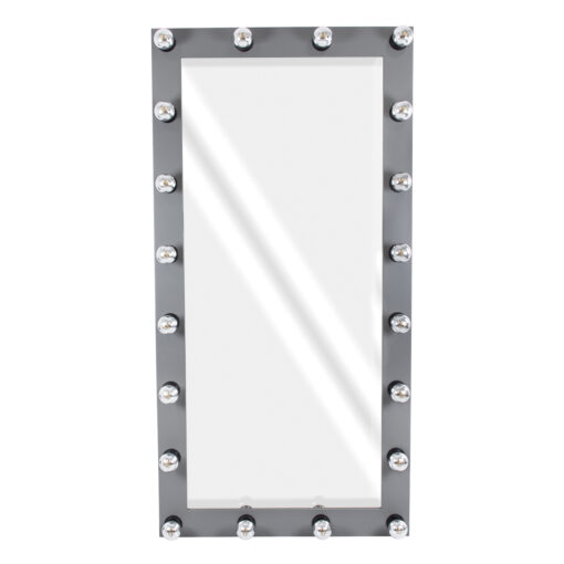 GloboStar® MAKEUP MIRROR-160×80-6 Μοντέρνος Καθρέπτης Μακιγιάζ με Πλαίσιο Φυσικού Ξύλου με Διακόπτη On/Off 20 x E27 AC220-240V – Μ80 x Π7 x Υ160cm – Γκρι Ανθρακί