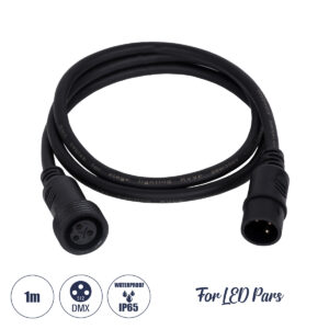 GloboStar® 51171 Καλώδιο 3PIN DMX512 1 Μέτρο από Female XLR σε Male XLR Τερματισμένο Αδιάβροχο IP65 Μ100cm – Μαύρο