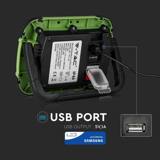 LED Προβολέας Φορητός με Micro USB & SOS Flash Επαναφορτιζόμενος 10W V-TAC PRO Samsung Chip 100° 700lm IP44 Φυσικό 4000K – 20037