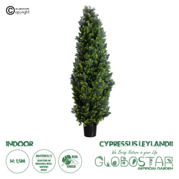 GloboStar® Artificial Garden CYPRESSUS LEYLANDII 20155 Τεχνητό Διακοσμητικό Φυτό Κυπαρίσσι Λέιλαντ Υ150cm