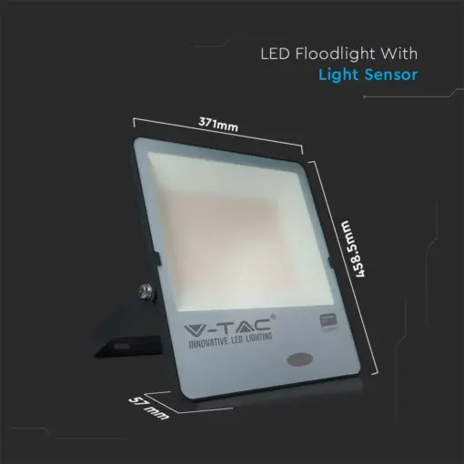 LED Προβολέας με Αισθητήρα Νύχτας-Μέρας 200W Μαύρος V-TAC Pro Samsung Chip IP65 100° 20000lm Φυσικό 4000K – 20182