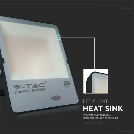 LED Προβολέας με Αισθητήρα Νύχτας-Μέρας 200W Μαύρος V-TAC Pro Samsung Chip IP65 100° 20000lm Φυσικό 4000K – 20182
