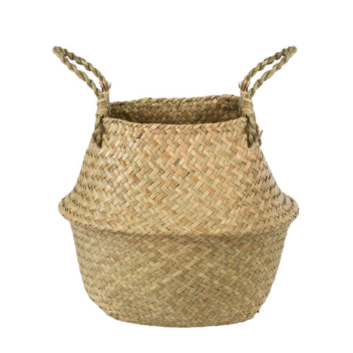 GloboStar® Artificial Garden IBIZA 20195 Διακοσμητικό Ψάθινο Καλάθι – Κασπώ Γλάστρα – Flower Pot  Μπεζ Π23cm x Υ30cm