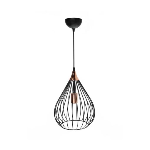 GloboStar® RADIARO 201-0015 Vintage Κρεμαστό Φωτιστικό Πλέγμα Μονόφωτο 1 x E27 IP20 Μαύρο Μέταλλο – Μ28 x Π28 x Υ70cm