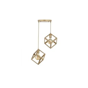 GloboStar® DISE 201-0056 Μοντέρνο Κρεμαστό Φωτιστικό Κύβος Δίφωτο 2 x E27 IP20 Λευκό Μέταλλο – Μ20 x Π20 x Υ70cm