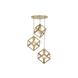 GloboStar® DISE 201-0057 Μοντέρνο Κρεμαστό Φωτιστικό Κύβος Τρίφωτο 3 x E27 IP20 Λευκό Μέταλλο – Μ30 x Π30 x Υ70cm