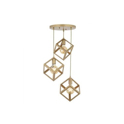 GloboStar® DISE 201-0057 Μοντέρνο Κρεμαστό Φωτιστικό Κύβος Τρίφωτο 3 x E27 IP20 Λευκό Μέταλλο – Μ30 x Π30 x Υ70cm