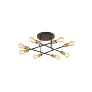 GloboStar® BLAZEA 201-0064 Vintage Οροφής Πλέγμα Πολύφωτο 8 x E27 IP20 Μπρονζέ με Μαύρο Μέταλλο – Μ40 x Π40 x Υ25cm