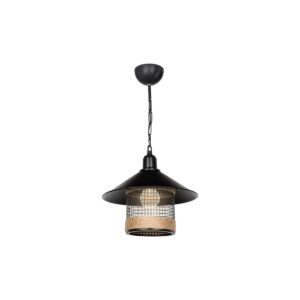 GloboStar® GLORA 201-0090 Vintage Κρεμαστό Φωτιστικό Καμπάνα Μονόφωτο 1 x E27 IP20 Μαύρο Μέταλλο – Μ30 x Π30 x Υ54cm
