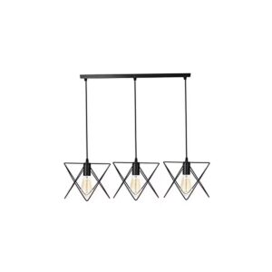 GloboStar® GLIND Vintage 201-0092 Κρεμαστό Φωτιστικό Ράγα Τρίφωτο 3 x E27 IP20 Μαύρο Μέταλλο – Μ55 x Π25 x Υ70cm