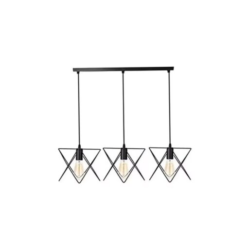 GloboStar® GLIND Vintage 201-0092 Κρεμαστό Φωτιστικό Ράγα Τρίφωτο 3 x E27 IP20 Μαύρο Μέταλλο – Μ55 x Π25 x Υ70cm