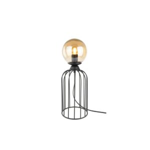 GloboStar® ZENITH 201-0094 Vintage Επιτραπέζιο Φωτιστικό Μπάλα Μονόφωτο 1 x E27 IP20 Μαύρο Μέταλλο με Μελί Γυαλί – Μ16 x Π16 x Υ46cm