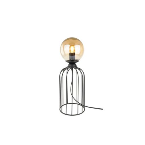 GloboStar® ZENITH 201-0094 Vintage Επιτραπέζιο Φωτιστικό Μπάλα Μονόφωτο 1 x E27 IP20 Μαύρο Μέταλλο με Μελί Γυαλί – Μ16 x Π16 x Υ46cm