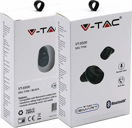 Ακουστικό Bluetooth για κινητά τηλέφωνα μαύρο V-TAC – 7704