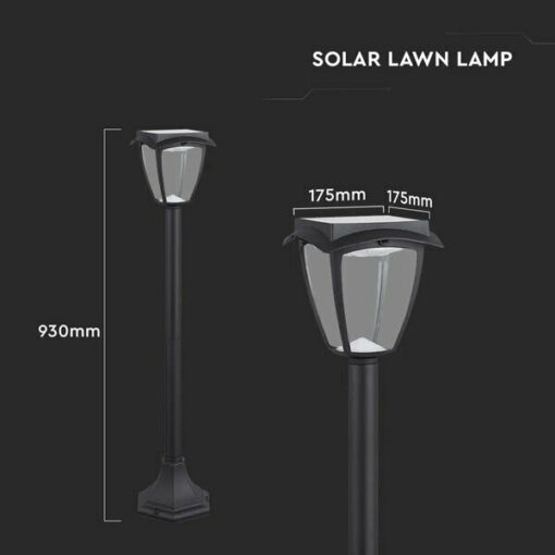 LED Ηλιακό Φωτιστικό Κήπου Δαπέδου 2W V-TAC IP65 με Μαύρο ώμα  3000K+6000K – 2894