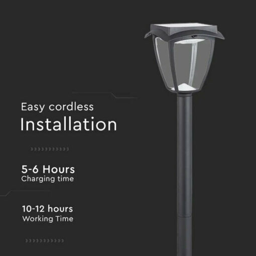 LED Ηλιακό Φωτιστικό Κήπου Δαπέδου 2W V-TAC IP65 με Μαύρο ώμα  3000K+6000K – 2894