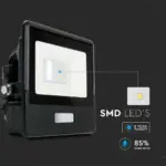 LED Προβολέας με Ανιχνευτή Κίνησης 10W V-TAC PRO Samsung Chip 100° 735lm Μαύρος IP65 Θερμό 3000K – 20256