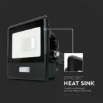 LED Προβολέας με Ανιχνευτή Κίνησης 10W V-TAC PRO Samsung Chip 100° 735lm Μαύρος IP65 Θερμό 3000K – 20256