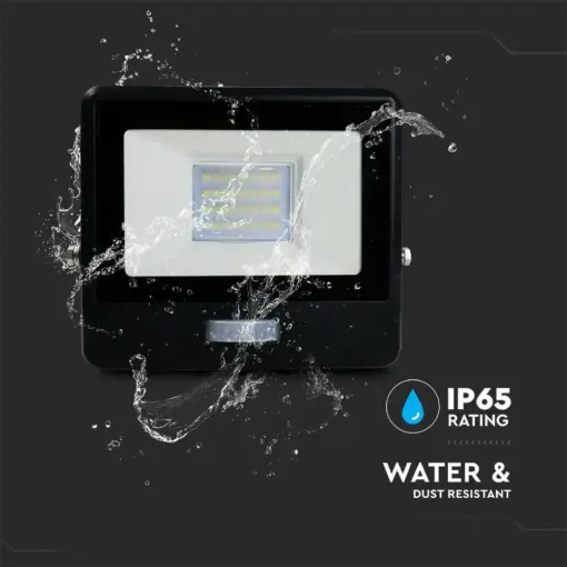 LED Προβολέας με Ανιχνευτή Κίνησης 20W V-TAC PRO Samsung Chip 100° 1510lm Μαύρος IP65 Θερμό 3000K – 20259
