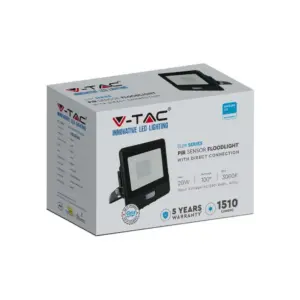 LED Προβολέας με Ανιχνευτή Κίνησης 20W V-TAC PRO Samsung Chip 100° 1510lm Μαύρος IP65 Θερμό 3000K – 20259