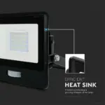 LED Προβολέας με Ανιχνευτή Κίνησης 20W V-TAC PRO Samsung Chip 100° 1510lm Μαύρος IP65 Θερμό 3000K – 20259