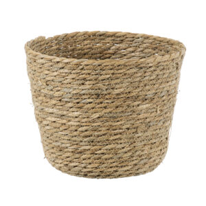 GloboStar® Artificial Garden SIFNOS 20268 Διακοσμητικό Πλεκτό Καλάθι – Κασπώ Γλάστρα – Flower Pot Μπεζ Φ25cm x Υ15cm