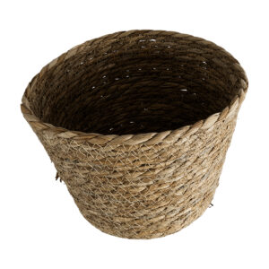 GloboStar® Artificial Garden PATMOS 20269 Διακοσμητικό Πλεκτό Καλάθι – Κασπώ Γλάστρα – Flower Pot Καφέ Φ20 x Υ15cm