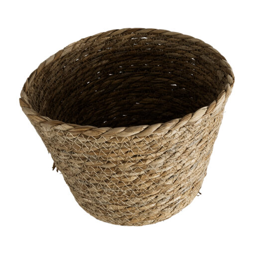 GloboStar® Artificial Garden PATMOS 20269 Διακοσμητικό Πλεκτό Καλάθι – Κασπώ Γλάστρα – Flower Pot Καφέ Φ20 x Υ15cm