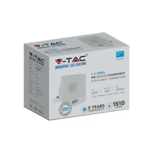 LED Προβολέας με Ανιχνευτή Κίνησης 20W V-TAC PRO Samsung Chip 100° 1510lm Λευκός IP65 Θερμό 3000K – 20271