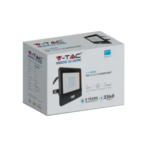 LED Προβολέας με Ανιχνευτή Κίνησης 1m Καλώδιο 30W V-TAC PRO Samsung Chip 100° 2340lm Μαύρος IP65 Θερμό 3000K – 20286