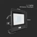 LED Προβολέας με Ανιχνευτή Κίνησης 1m Καλώδιο 30W V-TAC PRO Samsung Chip 100° 2340lm Μαύρος IP65 Θερμό 3000K – 20286
