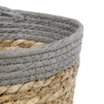 GloboStar® Artificial Garden ANTIPAROS 20288 Διακοσμητικό Πλεκτό Καλάθι – Κασπώ Γλάστρα – Flower Pot Μπεζ με Γκρι Φ18cm x Υ15cm