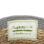GloboStar® Artificial Garden ANTIPAROS 20288 Διακοσμητικό Πλεκτό Καλάθι – Κασπώ Γλάστρα – Flower Pot Μπεζ με Γκρι Φ18cm x Υ15cm