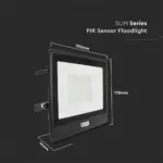 LED Προβολέας με Ανιχνευτή Κίνησης 50W V-TAC PRO Samsung Chip 100° 4000lm Μαύρος με 1m καλώδιο IP65 Θερμό 3000K – 20289