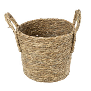 GloboStar® Artificial Garden TINOS 20290 Διακοσμητικό Πλεκτό Καλάθι – Κασπώ Γλάστρα – Flower Pot Μπεζ Φ25cm x Υ20cm