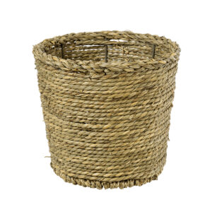 GloboStar® Artificial Garden THASSOS 20293 Διακοσμητικό Πλεκτό Καλάθι – Κασπώ Γλάστρα – Flower Pot Μπεζ με Καφέ Φ20cm x Υ22cm