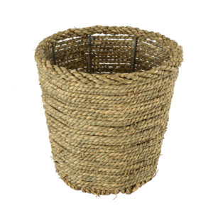 GloboStar® Artificial Garden THASSOS 20294 Διακοσμητικό Πλεκτό Καλάθι – Κασπώ Γλάστρα – Flower Pot Μπεζ με Καφέ Φ26cm x Υ24cm