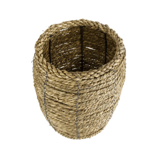 GloboStar® Artificial Garden THASSOS 20295 Διακοσμητικό Πλεκτό Καλάθι – Κασπώ Γλάστρα – Flower Pot Μπεζ Φ18 x Υ24cm