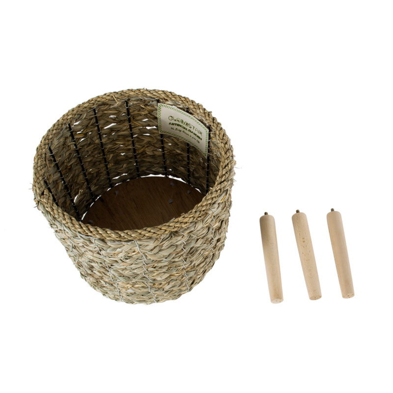 GloboStar® Artificial Garden SKOPELOS 20296 Διακοσμητικό Πλεκτό Καλάθι – Κασπώ Γλάστρα – Flower Pot Μπεζ με Καφέ Φ26cm x Υ36cm