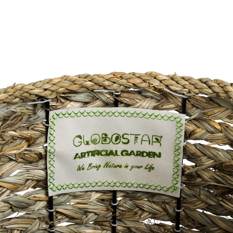 GloboStar® Artificial Garden SKOPELOS 20296 Διακοσμητικό Πλεκτό Καλάθι – Κασπώ Γλάστρα – Flower Pot Μπεζ με Καφέ Φ26cm x Υ36cm