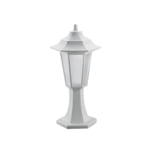 GloboStar® ENGLAND 202-0010 Vintag Επιδαπέδιο Φωτιστικό Φαναράκι Μονόφωτο 1 x E27 IP44 Λευκό Πλαστικό – Μ20 x Π20 x Υ45cm